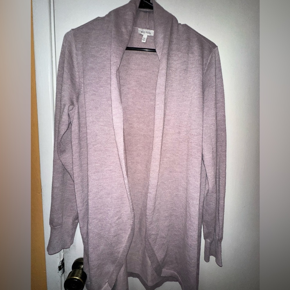 Ella Moss Light Mauve Open-Front Cardigan